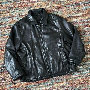 Dockers Black Lined Genuine Leather Jacket Size X-Large